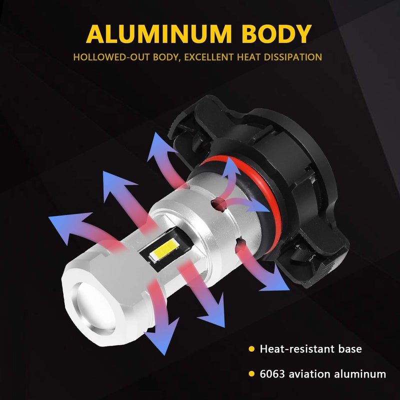PHINLION 2504 PSX24W LED Fog Light Bulbs, 3800 Lumens Super Bright CSP 12276 Front DRL Daytime Running Lights for Car Truck, 6000K Xenon White - Image 3